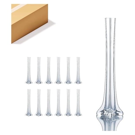 WGV Eiffel Tower Vase, Open: 1". Height: 16", Clear Glass Vase for Wedding Centerpiece, Home and Office Décor, 1 Pack with 12 Pieces