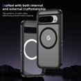 thumbnail image 5 of Magnetic Case for Google Pixel 9 Pro XL Clear Compatible with Magsafe, Hybrid Protective Silicone Bumper, Slim Smooth Sleek Matte Frosted Case for Men Women for Google Pixel 9 Pro XL, Black+Clear, 5 of 7