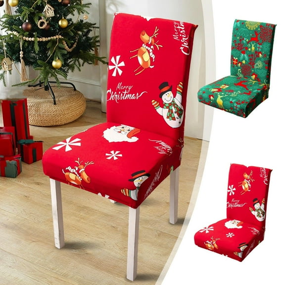 Xuniizn Christmas Chair Covers for Dining Chairs, Washable Dining Chair Covers, Dining Room Chair Covers, Removable Slipcover for Holiday Party, Christmas Decorations for Home