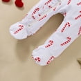 thumbnail image 5 of Otqutp Baby Girls Cute Ruffles Long Sleeve Candy Cane Printed Romper Bowknot Ribbed Bodysuits with Headbands Spring Autumn Outfits(1-White,0-3 Months), 5 of 9
