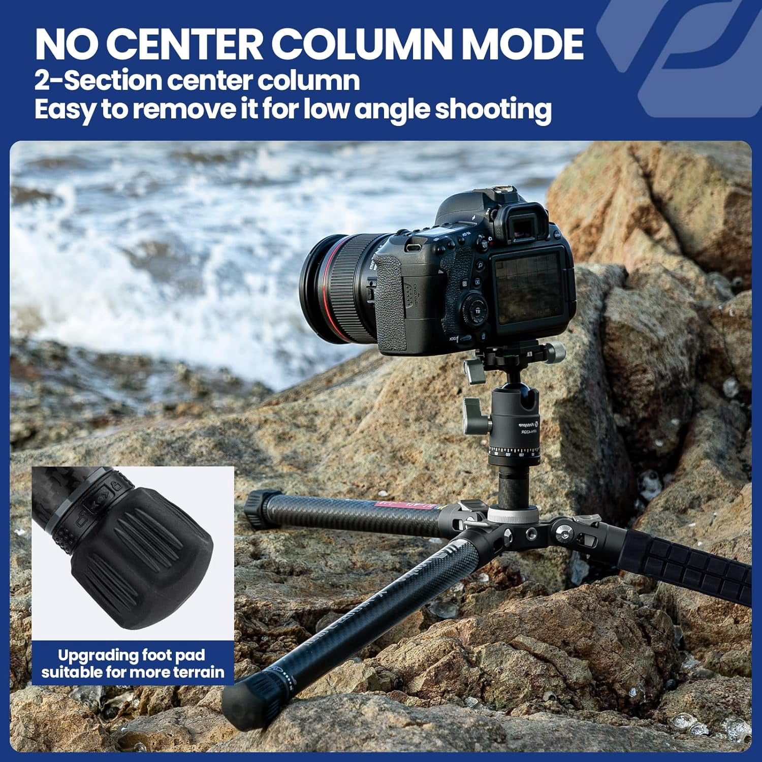 Fotopro 60" Carbon Fiber Tripod with Ball Head, Traval Camera Tripod Stand, weighs 2lbs, Max Load 22lbs, X-Aircross 3 Slate Gray