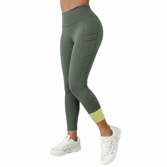 Women's Winter Thermal Fleece Lined Leggings - High Waisted Tummy Control Yoga Capri Pants, Squat-Proof Leggings with 4 Side Pockets
