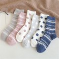 thumbnail image 3 of Fuzzy Socks Soft Warm 6 Pairs Polka Dot Striped Cute Sleeping Socks Crew Socks, 3 of 10
