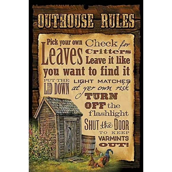 HAHADAXA Bathroom Outhouse Rules 8" X 12" Metal Sign Metal Plaque 12x8 Inches