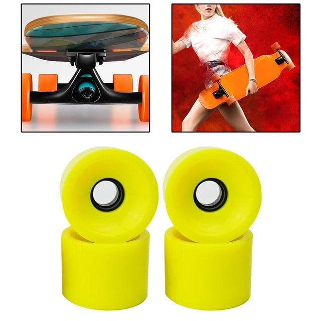 4Pieces Longboard Wheels Set 70x51mm Skate Board PU Roller 78A Wheel Yellow