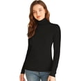 thumbnail image 1 of XINQIHANG Women Turtleneck Tops Long Sleeve Fine-Ribbed Lightweight Stretch Base Layer Shirts, 1 of 4