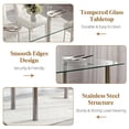 thumbnail image 4 of Dining Table for 4, PAPROOS 43" Tempered Glass Kitchen Table, Rectangle Dining Room Table with Stainless Steel Legs for Kitchen Dining Room, Transparent(Only Table), 4 of 6
