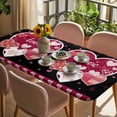 thumbnail image 3 of Black Valentines Day Table Cloths for 5 Foot Rectangle Tables, Love Hearts Romantic Farmhouse Patio Waterproof Elastic Fitted Tablecloths, Washable Rectangular Table Cover for Camping, 3 of 8