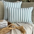 thumbnail image 5 of Striped Aqua Decorative Throw Pillow Covers 22"x22" | Contemporary Cotton Cushion Cover Striped | Country And Farm House Pillowcases for Couch / Sofa & Bed, Modern Home Décor - Stripe Plush Aqua, 5 of 9