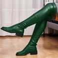 thumbnail image 2 of Unique Bargains Bottes Cuissardes à Talons Blocs à Bout Rond pour Femmes, 2 of 7
