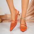 thumbnail image 4 of Mfakffe Mary Jane Shoes for Women Comfortable Pointed Toe Casual Outdoor Fashion Cut Out Shoes Slip on Versatile Low Kitten Heel Shoes Orange 6.5 Wide（EU:37）, 4 of 5