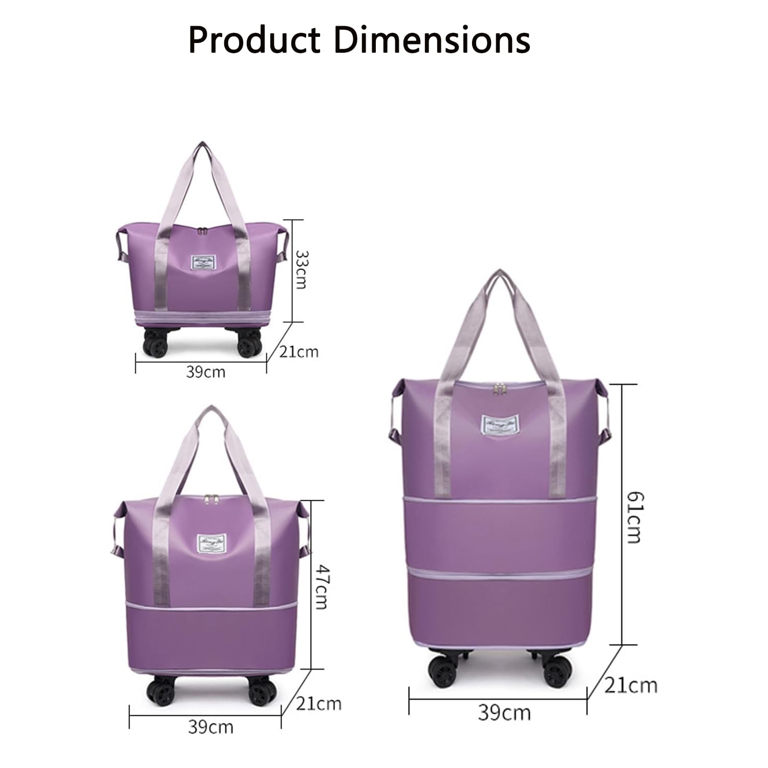Kulken Travel Bag With Wheels - 2025 New Large Capacity Travel Bag - Universal Wheel Removable Gray