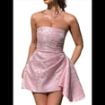 thumbnail image 1 of Vestido de Fiesta de Satén Bordado con Escote en V y Corte en A. Rosa M, 1 of 7