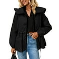 thumbnail image 2 of Fiaer,Oversized Full Zip Hooded Jackets for Women,Women's Drawstring Loose Fit Windproof Tops,Ladies Long Sleeve Lightweight Outerwear with Pockets Black XXL, 2 of 9