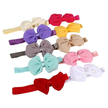 Headwear Headband - Dilwe 10Pcs Cute Baby Headband Fabric Bowknot Flower Headwear Hairband Accessories for Toddler Kids, Hair Wrap, Hair Bow Band