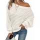 thumbnail image 2 of Suéteres de Otoño para Mujer, Hombros Descubiertos, Mangas Murciélago, Tops de Punto Texturizados, Suéter Extragrande de un Solo Hombro. Benbai L, 2 of 8
