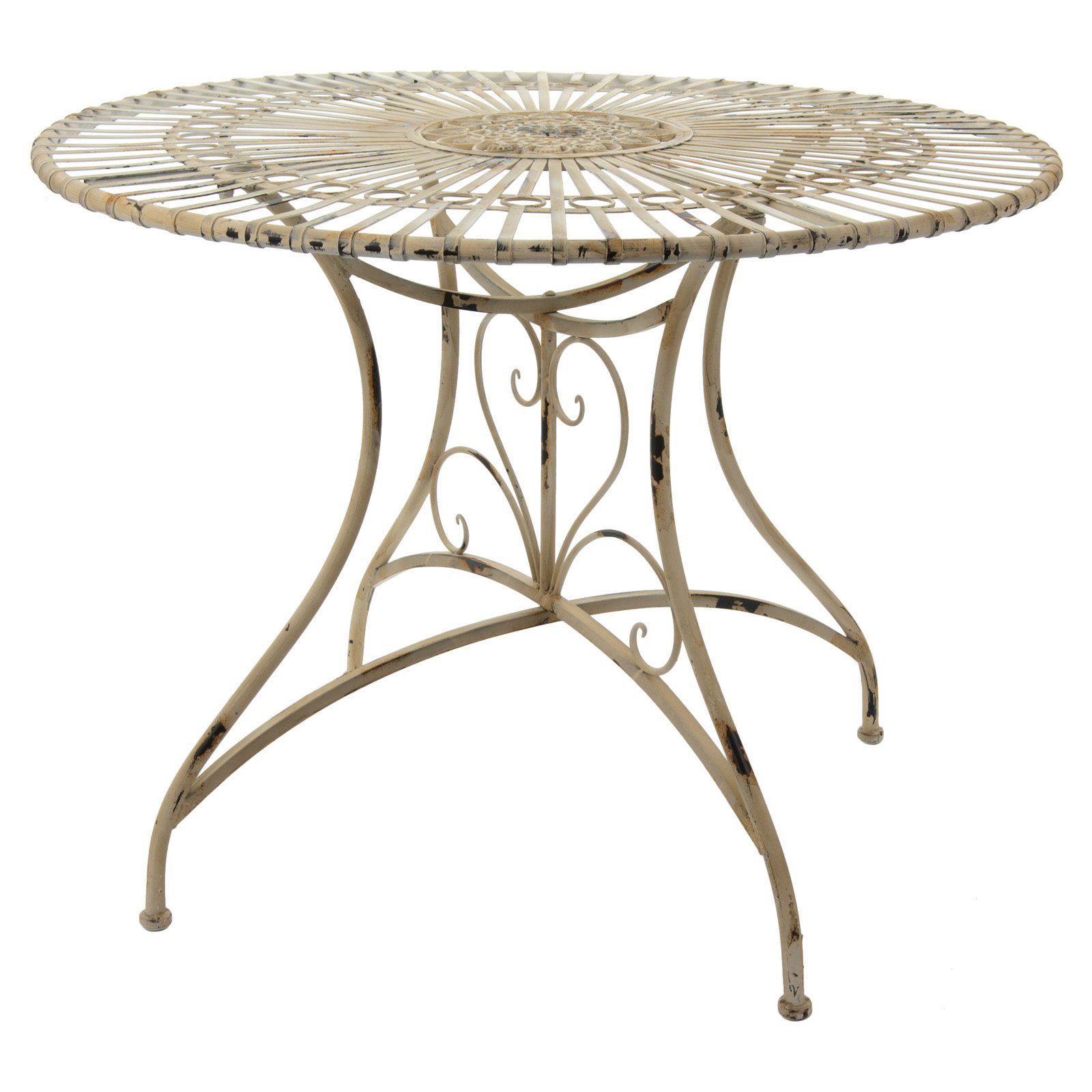 Oriental Furniture Rustic Wrought Iron Round Patio Dining Table