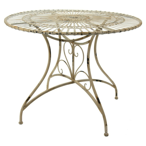 Oriental Furniture Rustic Wrought Iron Round Patio Dining Table ...