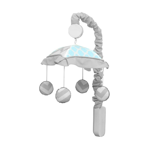 GEENNY Musical Mobile, Glacier Blue & Gray Chevron