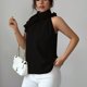 thumbnail image 2 of Moda Casual Collar de Pétalos sin Mangas para las Señoras, Camisa de Suéter de Cuello en V de Poliéster para el Verano Y el Uso Diario, 2 of 5