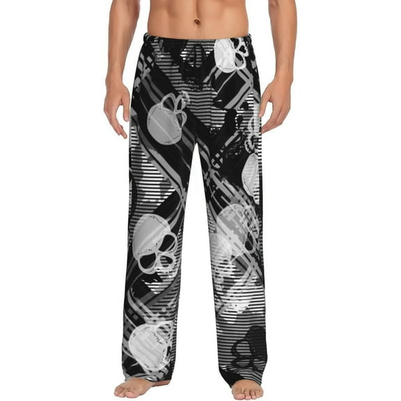 Vsdgher Seamless Pattern With Skulls Print Mens Pajama Pants Sleep & Lounge Pants, PJ Bottoms With elastic waistb and Pockets