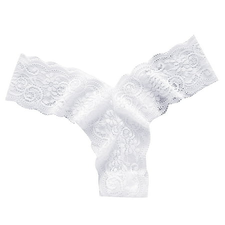 Clearance!Uooqdmx Womens Underwear Thongs for Women Bikini G String Panty Lace Trim 5 Colors Comfy Underwear Underwear for Women White S