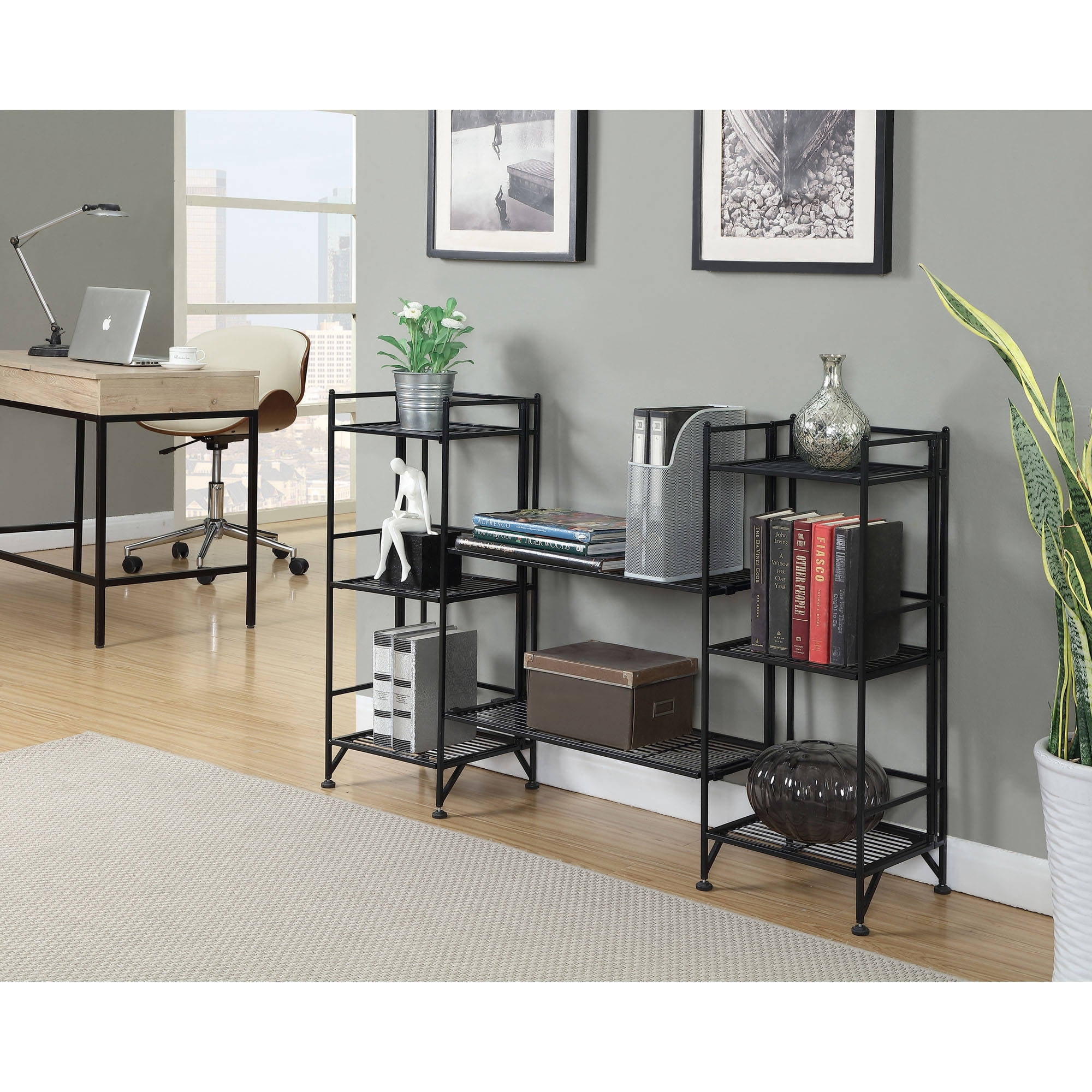Convenience Concepts Xtra Storage 4Piece Metal FoldingShelf, Black