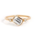 thumbnail image 2 of Jewelerix Emerald Cut Solitaire Ring, Moissanite 14K Vermeil Gold Ring Bezel Dainty Minimalist Wedding Proposal Ring, 2 of 6
