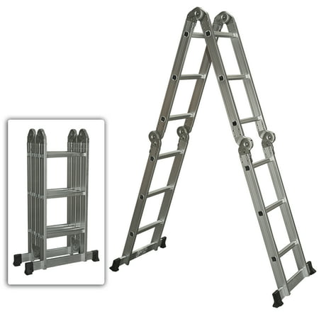Best Choice Products Multi Purpose Aluminum Ladder Folding Step Ladder Extendable Heavy Duty