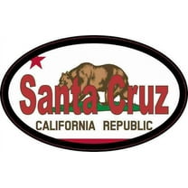 4in x 2.5in Oval Californian Flag Santa Cruz Sticker