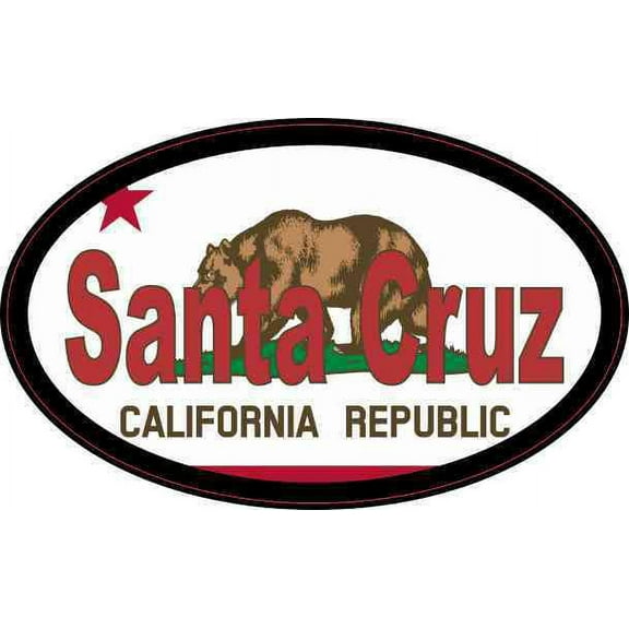 4in x 2.5in Oval Californian Flag Santa Cruz Sticker