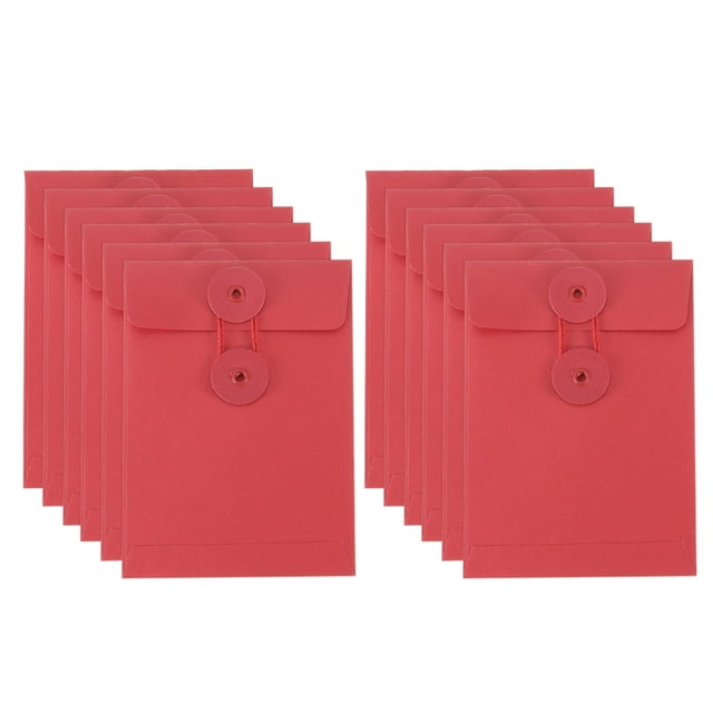 REGALWOVEN Enveloppe en Papier Kraft avec Fermeture à Ficelle Rouge 5.5x4 Pouces