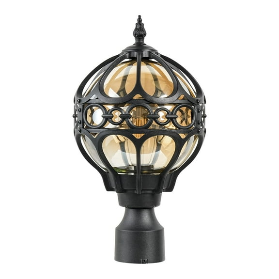 Zanritelit Globe Outdoor Post Light for Lawn Porch Garden Pathway Patio, Waterproof Pier Mount Lamp Post Light Fixtures, Aluminum Post Lantern, Black Sphere Post Pole Light(Medium,1Pack) C99