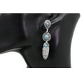 thumbnail image 3 of Women Earrings Silver Metal Native Feathers Turquoise Blue Beads, 3 of 11