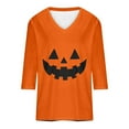 thumbnail image 4 of aohooy Halloween Funny Shirts Women Three Quarter Sleeve Plus Size Graphic T-Shirts Holiday Festivel Party V Neck Tunic Tops Multicolor,S, 4 of 5