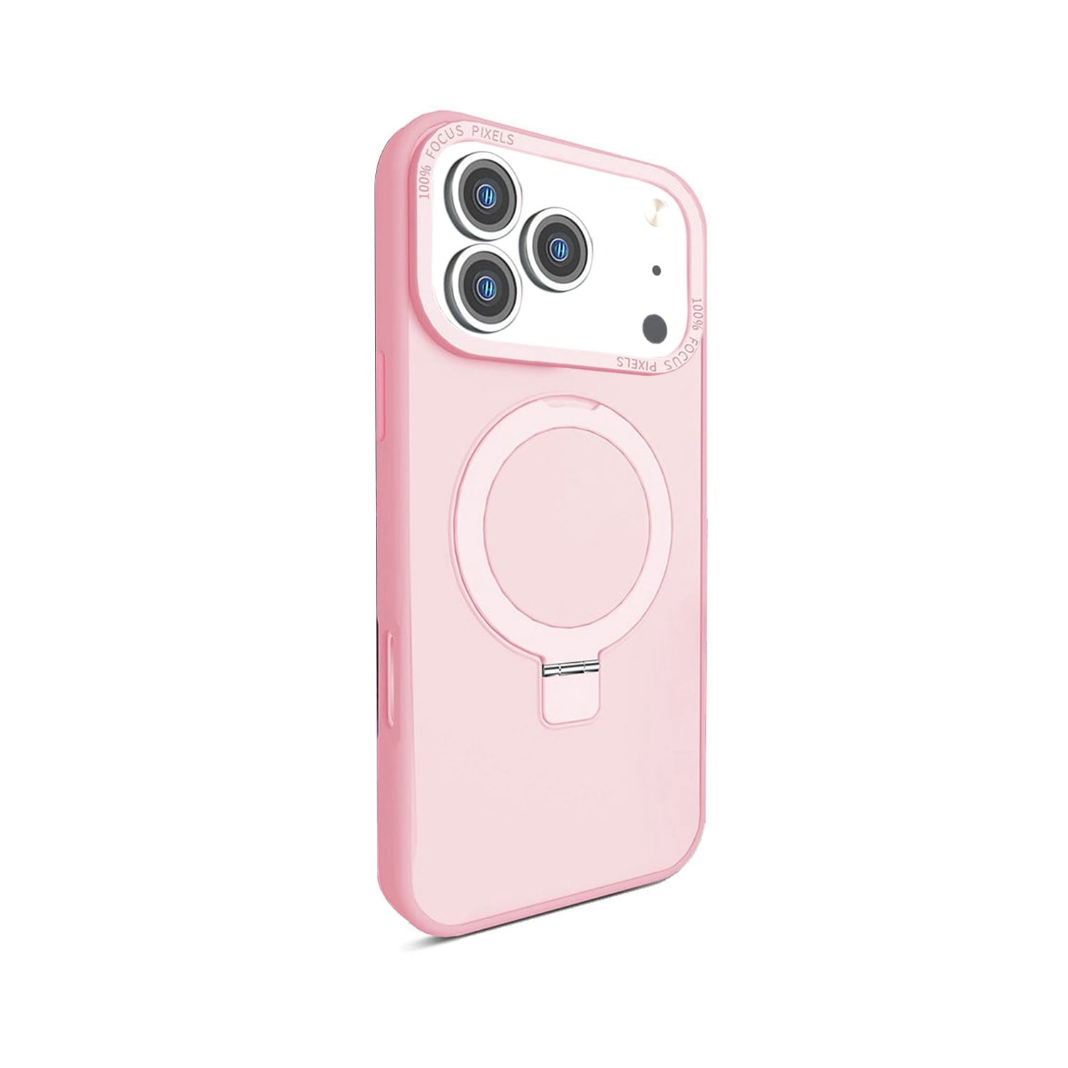 Slim Carbon Fiber Ring Holder Protective Cover for iPhone 17 Pro Max - Pink