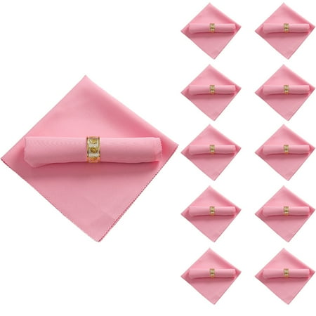 

10Pcs 48X48cm Polyester Cloth Napkins for Restaurant Wedding Banquet Pink
