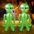 thumbnail image 1 of Bedwina inflable Alien de 1,5 m (5 pies), paquete de 2 unidades, color verde, para fiestas, 1 of 6