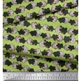 thumbnail image 2 of Soimoi Green Poly Georgette Fabric White Flower Bouquet Stripe Print Fabric by Yard 52 Inch Wide, 2 of 3