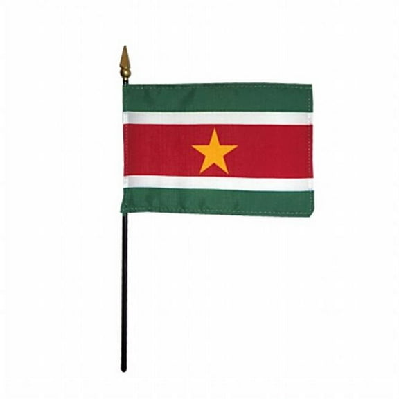 Annin Flagmakers 210133 4 x 6 in. Eb Suriname Mounted - 12 Pack
