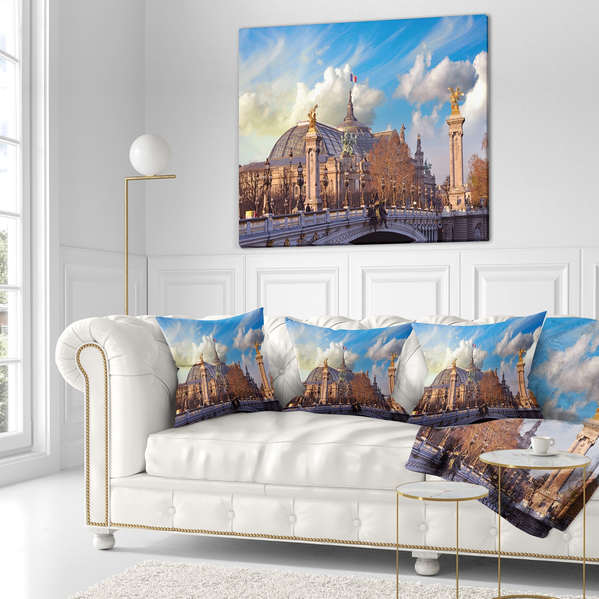 Designart Famous Great Palace in Paris - Modern Cityscape Throw Pillow - 16x16