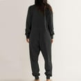 thumbnail image 5 of HSHMT Women's Jumpsuit Women's Casual Loose Jumpsuits Long Sleeve V Neck Oversized Rompers Baggy Overalls Pajamas, 5 of 8