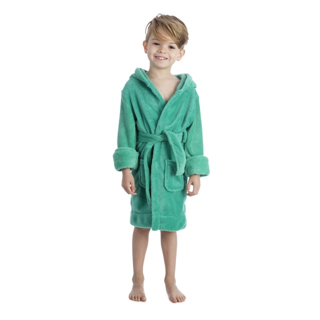 Elowel Robe de Nuit en Molleton pour Enfant Vert à Capuche Garçon Taille 14 Ans