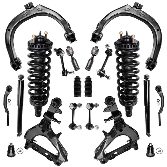 Detroit Axle - Suspension Kit for Buick Rainier Chevy Trailblazer EXT GMC Envoy XL XUV Saab 9-7X Isuzu Ascender Olds Bravada, Control Arms Struts Ball Joints Tie Rod Boots & Bellows Shocks Sway Bars