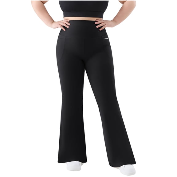 Hueook Plus Size Flare Leggings for Women High Waist Drawstring with Pocket Yoga 2X