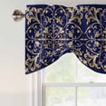 thumbnail image 3 of Abstract Blue Gold Tie Up Valance Curtains for Windows, Kitchen Curtains Window Shades, Luxurious Traditional Flower Leaf Light Filtering Roman Curtain Valances for Bedroom/Bathroom/Cafe 42"x12", 3 of 9