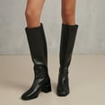 thumbnail image 2 of YLYL Women's Knee High Boots Square Toe Chunky Block Heel Zip up Pull on Wide Calf Boots, 2 of 9