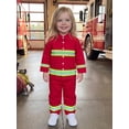 thumbnail image 4 of RUINIXCW Kids Toddler Baby Boy Girl Halloween Firefighter Costume Fall Winter Birthday Outfit Reflective Striped Button Down Collared Long Sleeve Shirt and Pants Set, 4 of 10