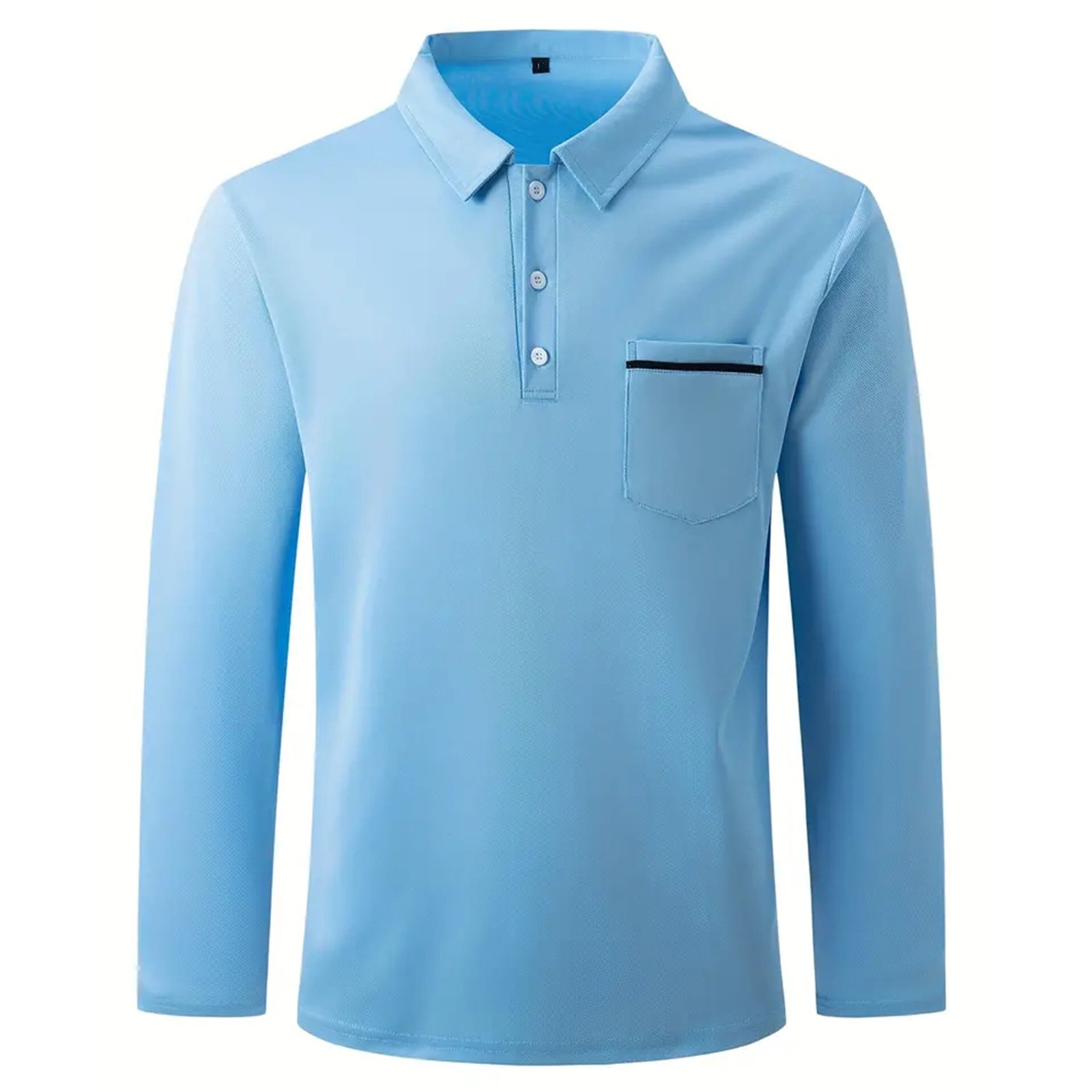 Cotton Polo Tshirt Long Sleeve Polo Shirts With Breast Pocket Long