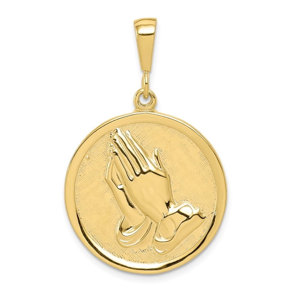 FB Jewels 10K Yellow Gold Praying Hands Reversible with Serenity Prayer Pendant